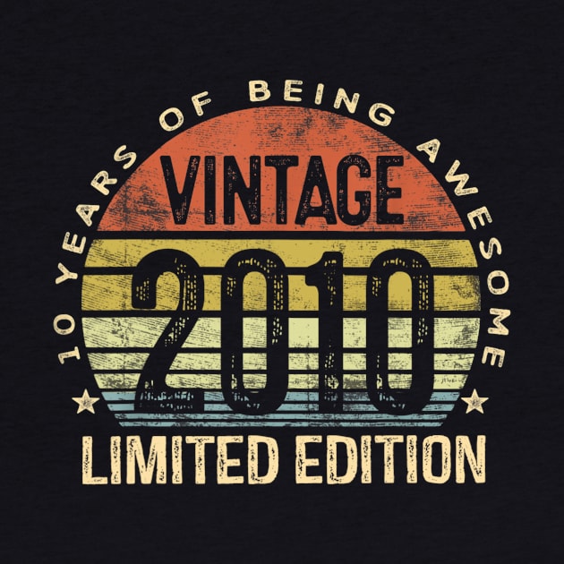 10 Year Old Gifts Vintage 2010 Limited Edition 10th Birthday T shirt by Tisine